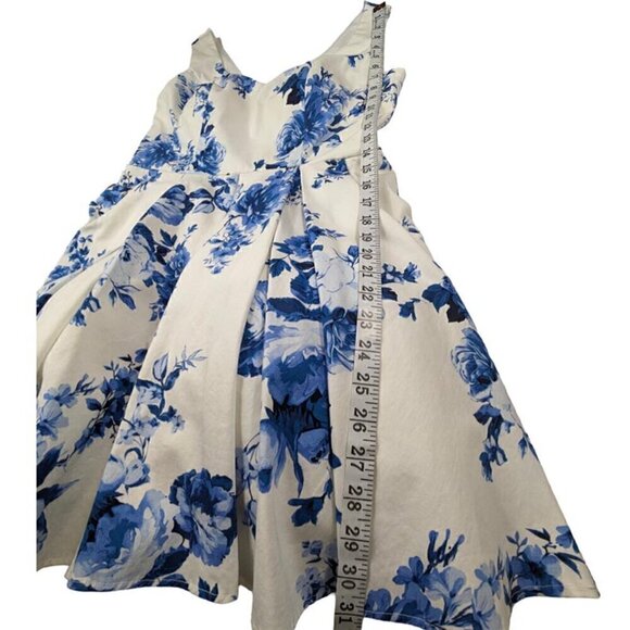 Trixxi Dress Womens 9 1950's Fit & Flare Blue Floral Pin-up Rockabilly Retro - Picture 11 of 15